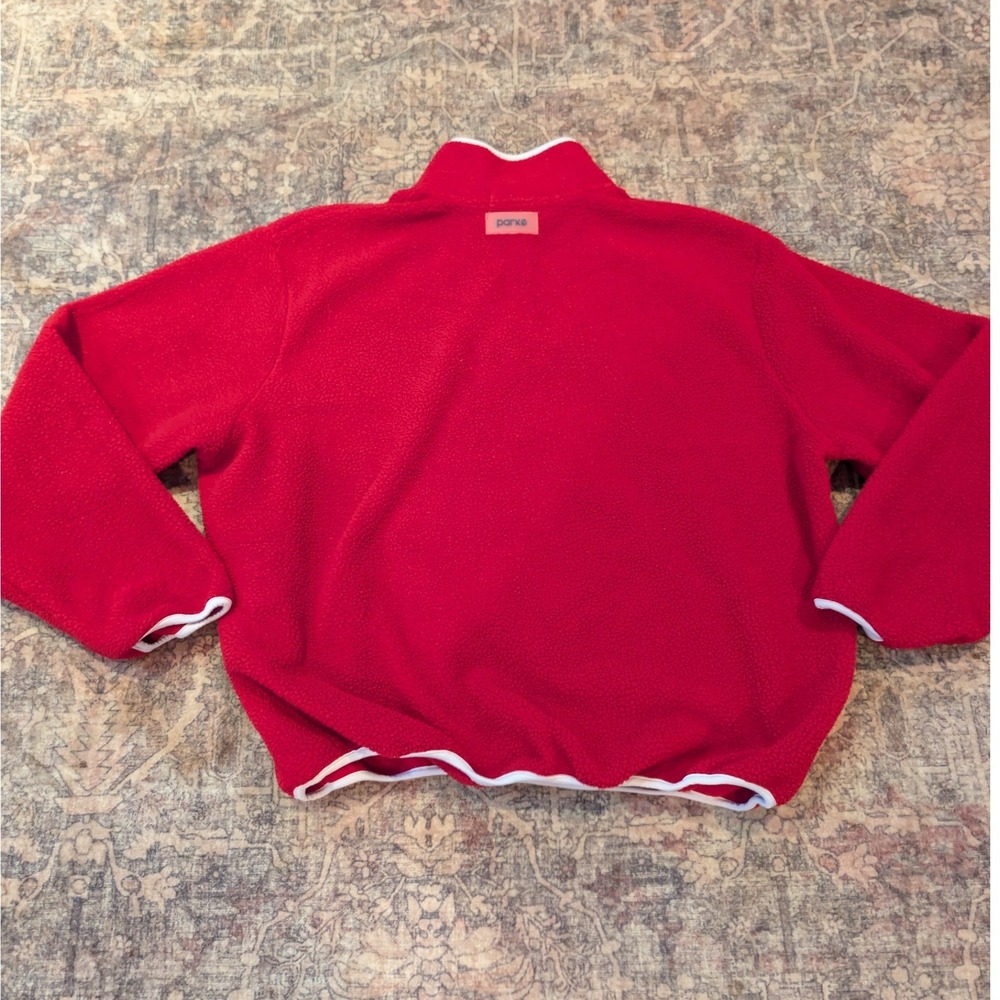 Parke Womens Red Sherpa Fleece Snap Mock Neck Pullover American Flag L/XL - Picture 5 of 8
